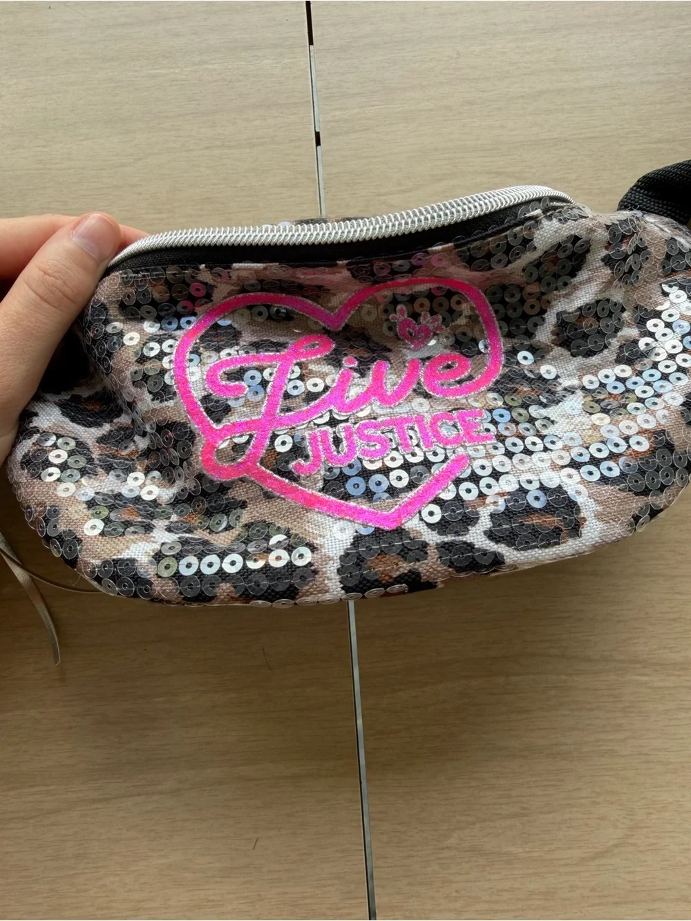 Justice Girl’s Leopard Print Sequin Fanny Pack OS